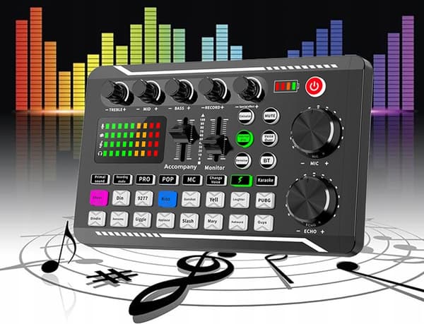 Studio kondensatormikrofon + lydkort mixer stativ sæt
