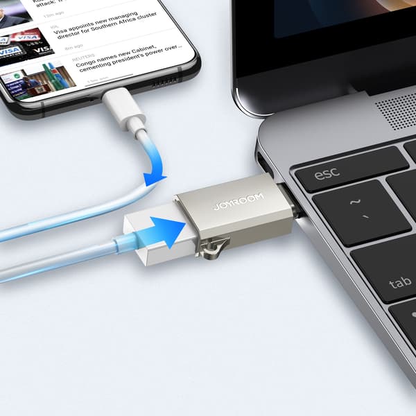 USB-C (han) til USB-A (hun) adapter med snørehul - sølv