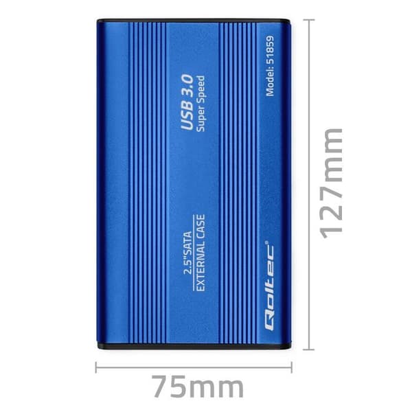 Qoltec HDD/SSD-kabinet 2,5" SATA3 | USB 3.0 | Blå