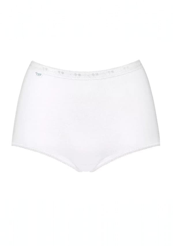 Dametrusser (2-pak) lavet af høj kvalitetsbomuld, høj talje, hvid Basic+ Maxi Sloggi SLOGGI WOMEN'S BASIC+ BASIC+ Maxi 2-pak hvid 40