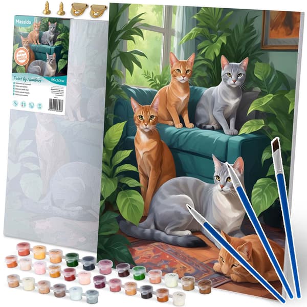 Mal efter nummer billede 40x50 cm Massido Katte