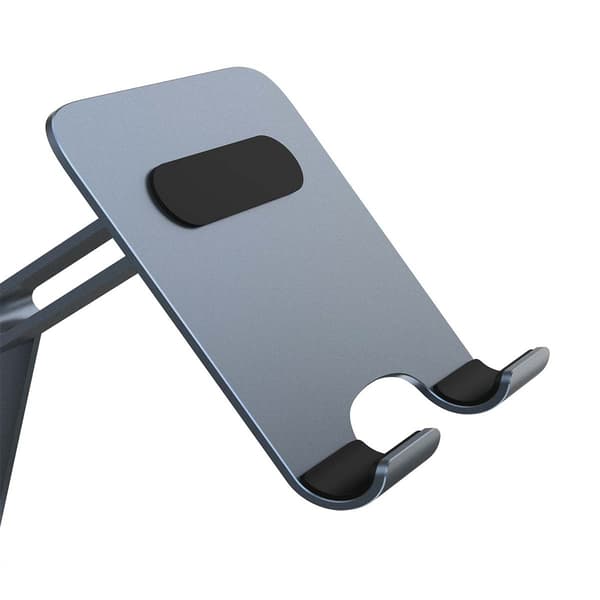Foldbar drejelig tabletholder i aluminium - grå