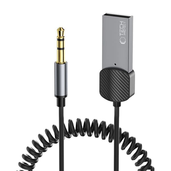 AUX-lydadapter mini-jack 3,5 mm (han) - Bluetooth - grå