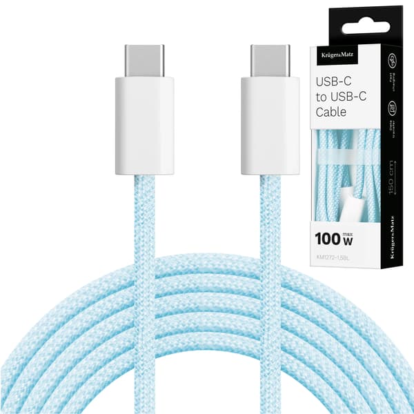 USB-C-kaapeli Kruger&Matz Basic sininen 100 W 1,5 m