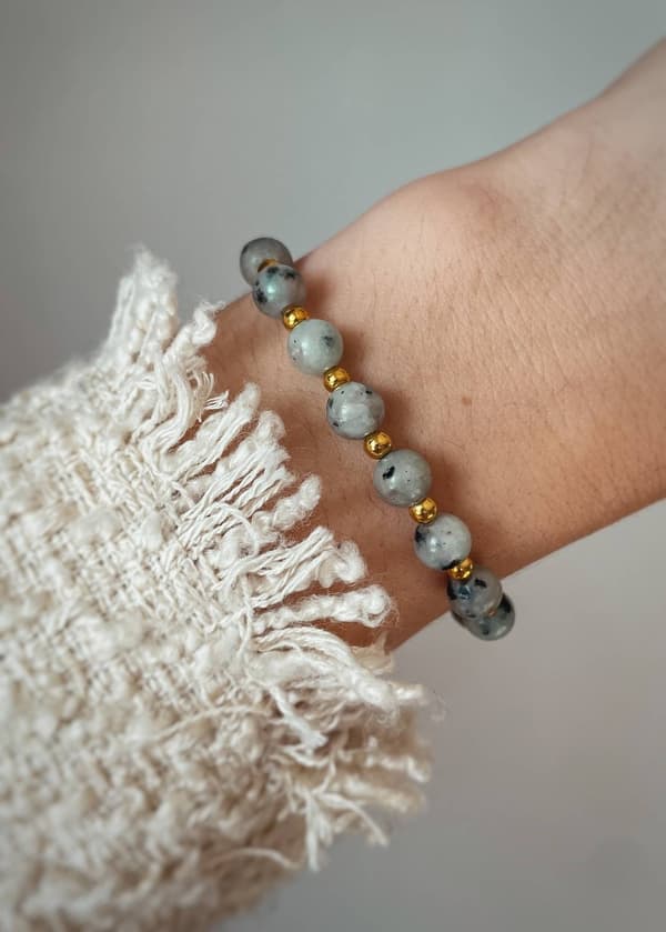 Blå kvarts elastisk armbånd
