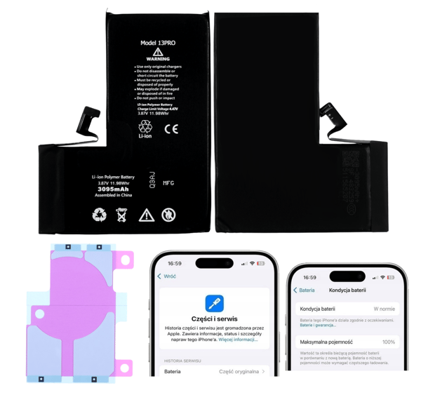 Batteri til Apple iPhone 13 Pro 3095mAh uden kommunikation Crack BMS og lim