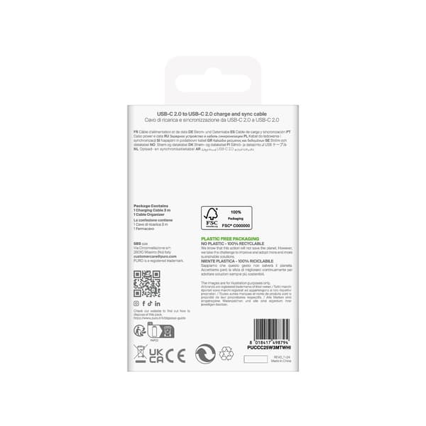 USB-C TPE 25W 3m kabel - Vit