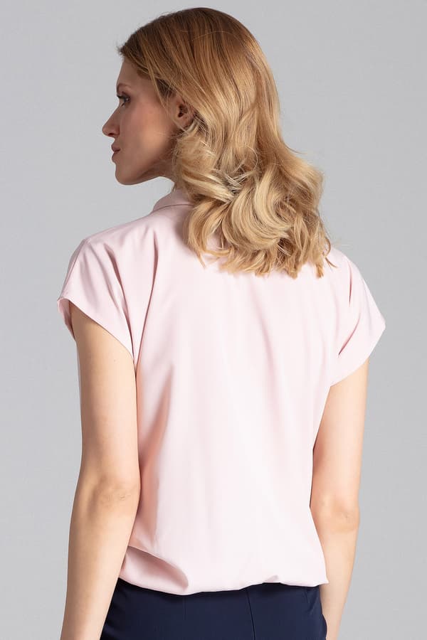 Elegant V-ringad blus rosa kortärmad storlek M