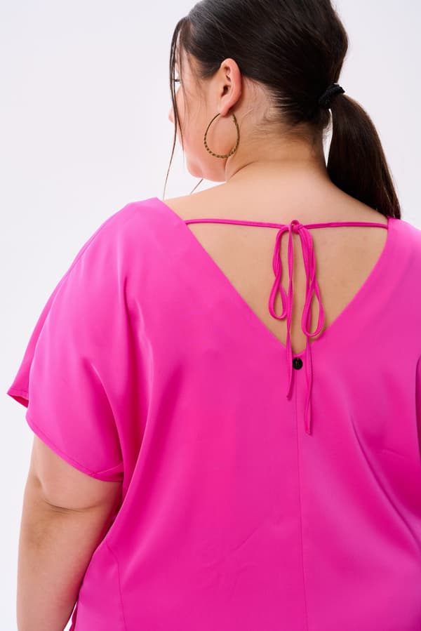 Plus Size Dame Cigarbluse Fuchsia Universal