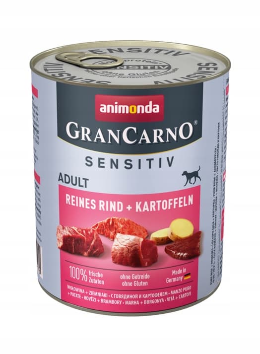 Vådfoder til hunde Animonda Grancarno Sensitiv oksekød 6x800g