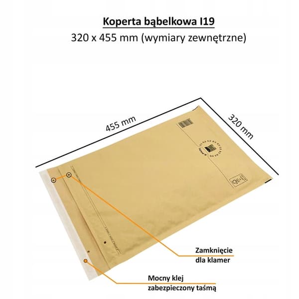 Boblekuvert I19 BRUN x 10 stk.