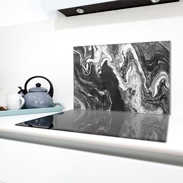 Skyddsplatta för spis i glas 80x52 marmor