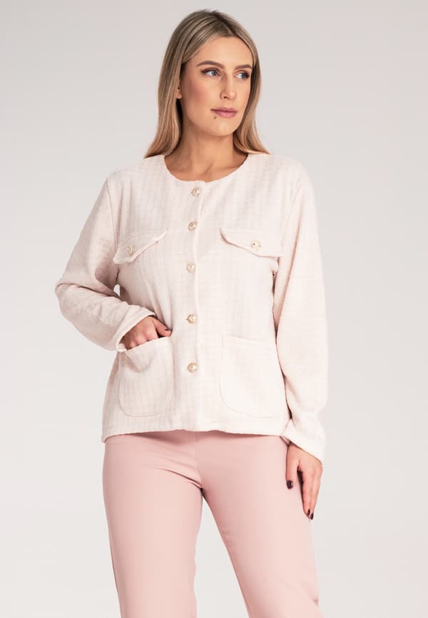 Chanel tweedblazer ruttet beige str. S/M