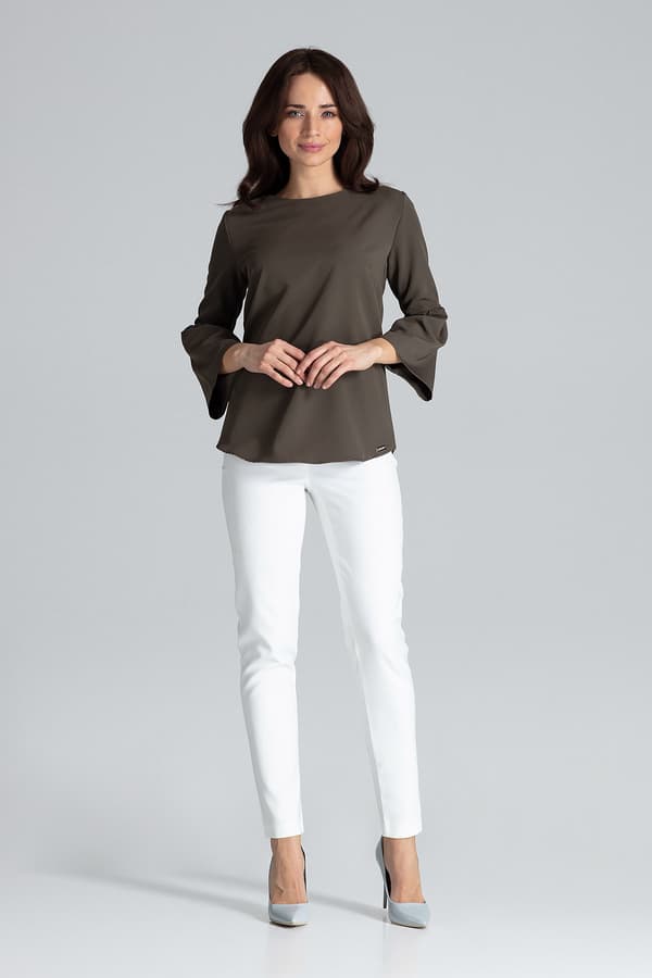 Blus L010 olivengrøn bluse størrelse S
