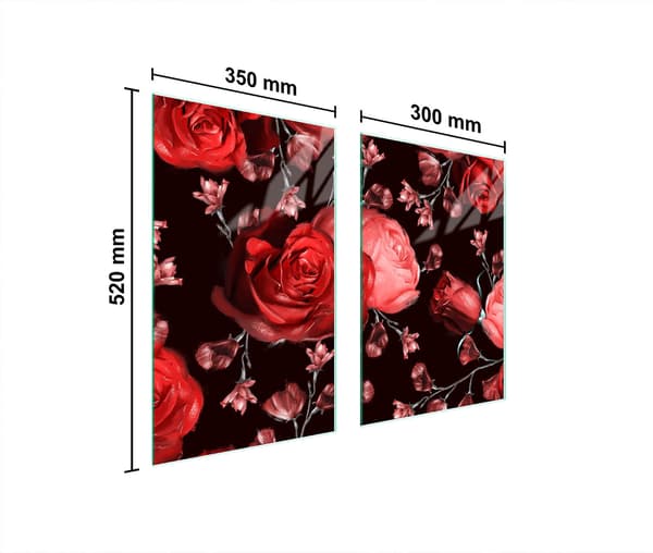 GLASPLADE TIL KØKKEN 65x52 ROSES