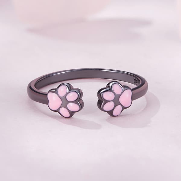Justerbar Silverring Katttassar Silver 925