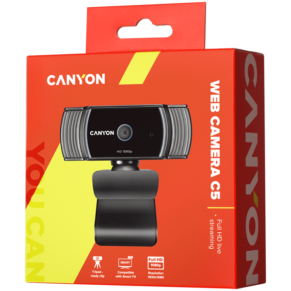 CANYON C5 Webcam Full HD 1080p Autofokus Sort