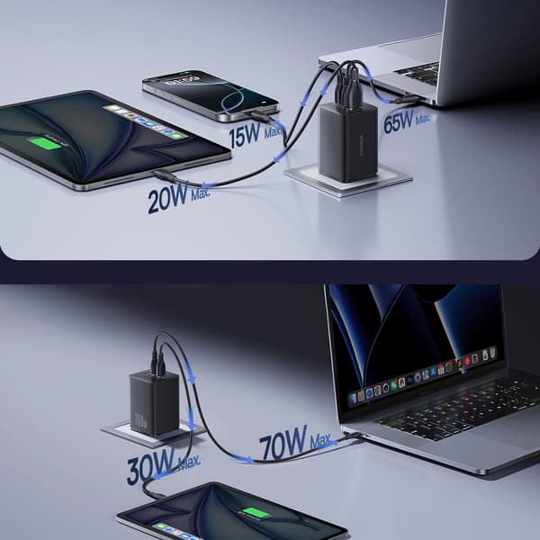 Væglader USB-A USB-C EnerFill FE11 100W - sort