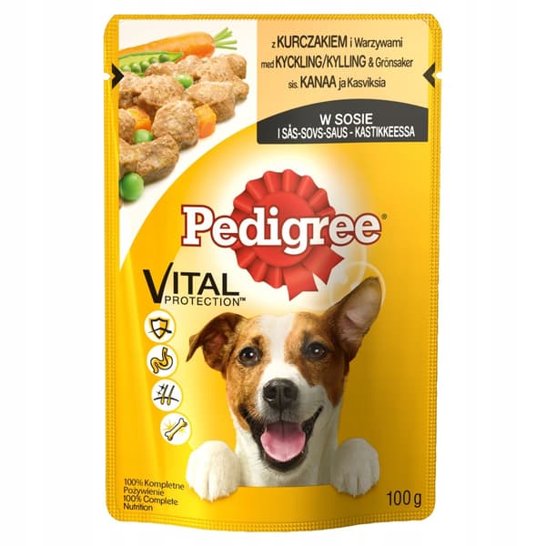 PEDIGREE hundefoder til voksne hunde, 100 g pose med kylling