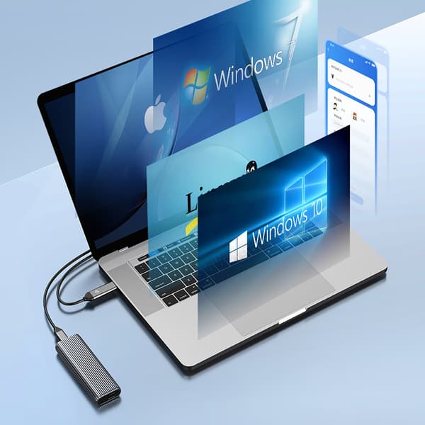 AM2C3-G2 M.2 NVME USB-C -levykotelo - harmaa