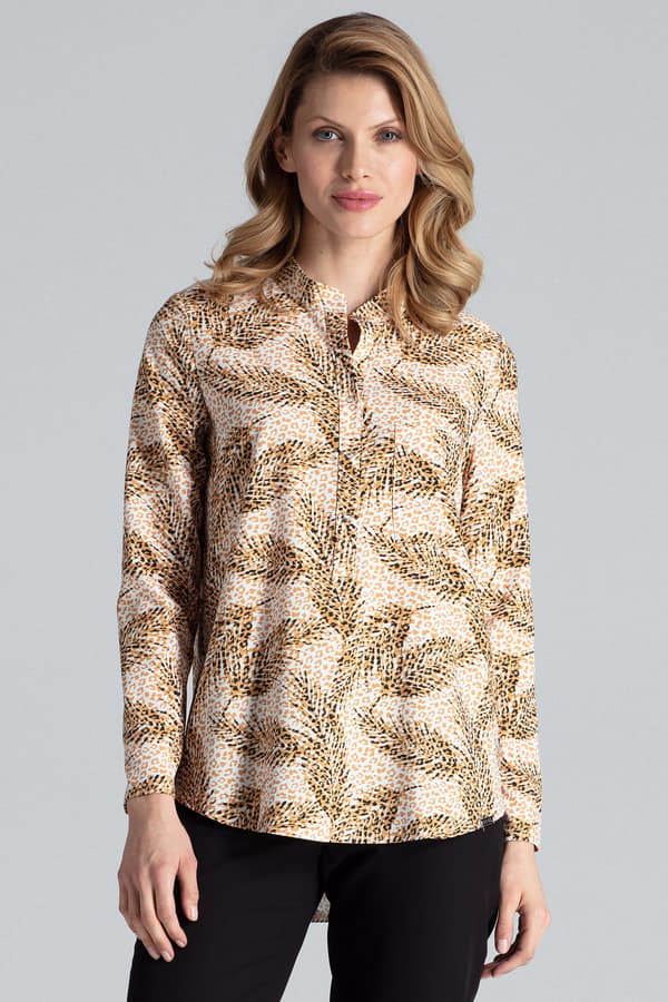 Elegant blus med djurryckskrage storlek M