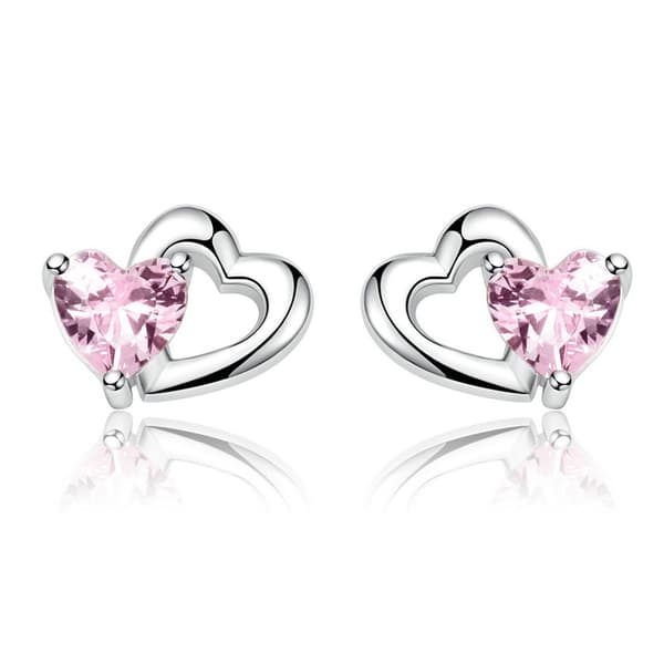 Pendientes de plata con doble corazón en plata 950