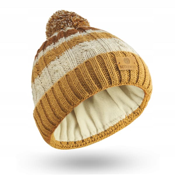 BCDZ-P2 C.BEIGE Stribet børnehue VINTER