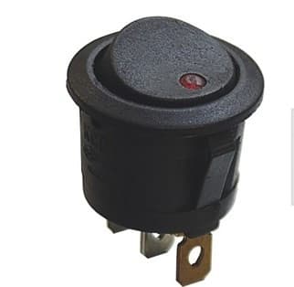 Rund vippeafbryder, 230 V, rød LED