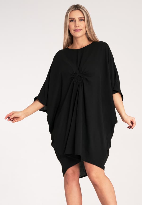 M1127 elegant oversized kjole - løs elegant kjole - sort