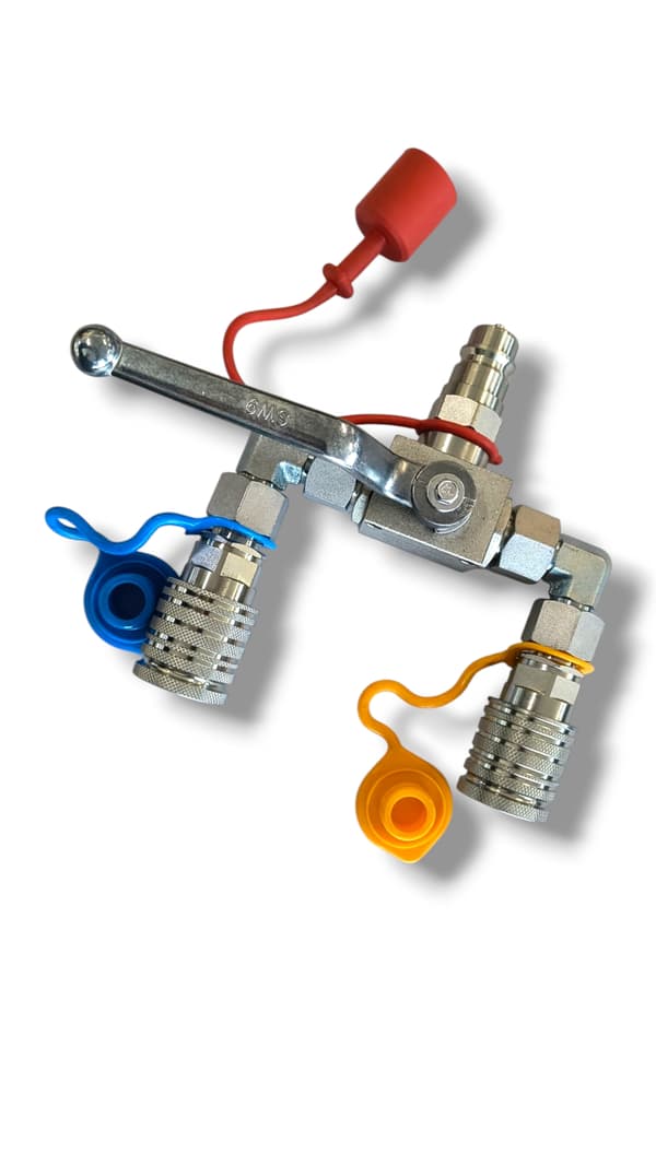 Hydraulisk kugleventil med hurtigkoblinger