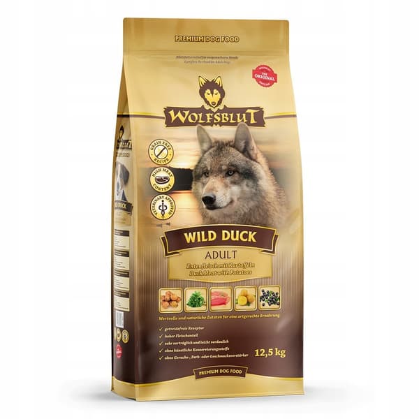 WOLFSBLUT Wild Duck torrfoder för vuxna hundar 12,5 kg