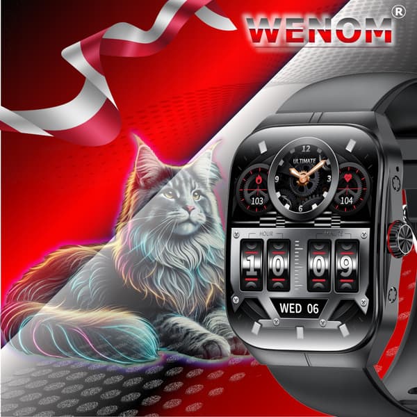 Wenom AMOLED NFC Bluetooth -älykello urheiluun, vedenpitävä Menu PL