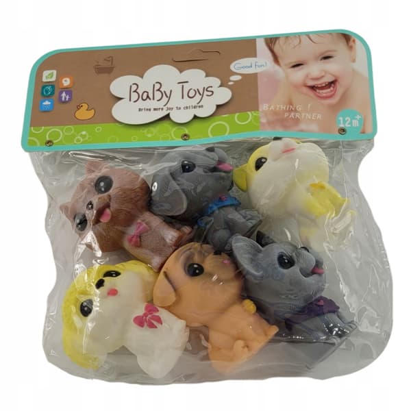 Badleksak för dusch gummidjur set med 6 figurer