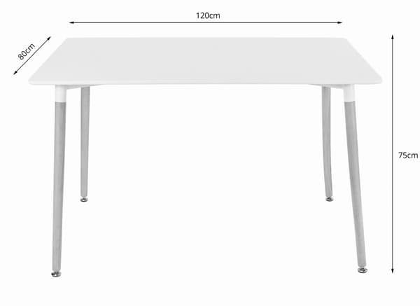 ADRIA bord 120cm x 80cm - vit