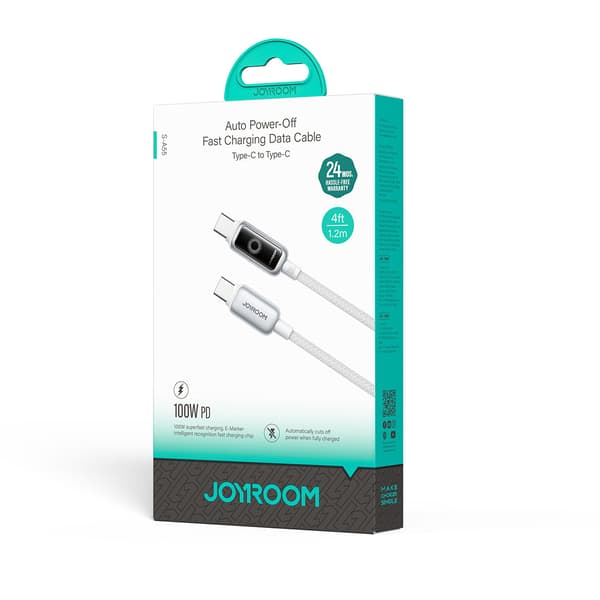 Flettet USB-C kabel 100W 1.2m - hvid