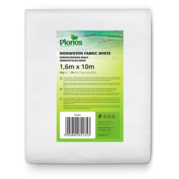 Plonos agrotextilöverdrag 1000 cm x 160 cm - vit
