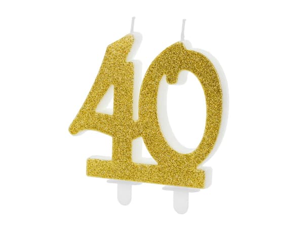 Födelsedagsljus NUMMER 40 GULDGLITTER