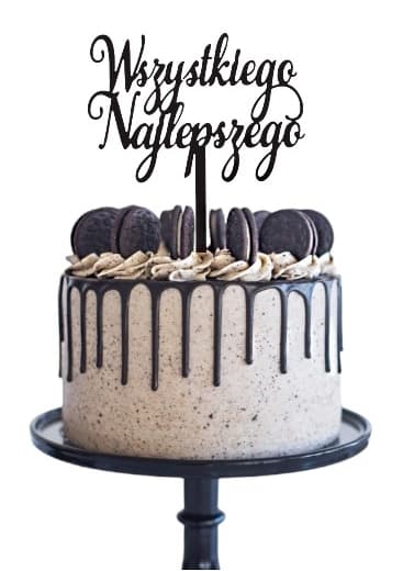 FØDSELSDAGSKAGETOPPING, Sort Akryl