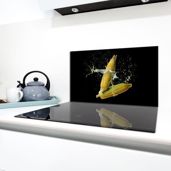 Lasinen liesisuoja 90x52 Corn