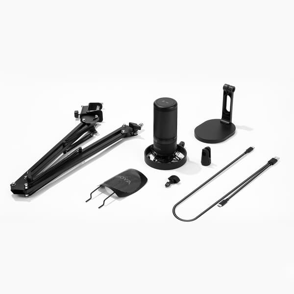 K3 108dB RGB USB-C Kablet Mikrofon med Bordstativ - Sort