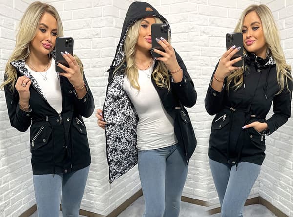 Vendbar parka med hættekapsel 3 farver L beige