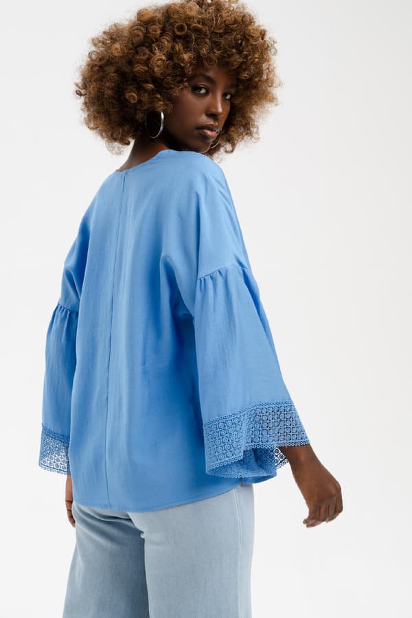 Terii Blå Damebluse Terii Blå Damebluse 36