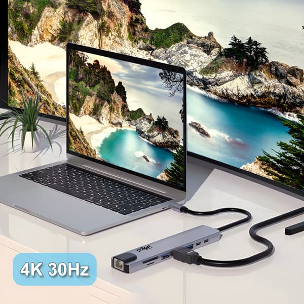 USB-C HUB 2*USB-A + 2*USB-C + RJ45 + HDMI + SD/TF