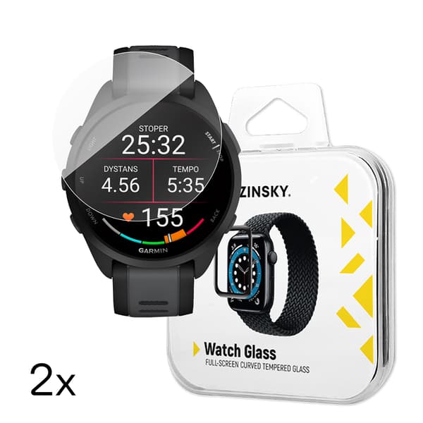 Härdat glas för Garmin Forerunner 165 Full Glue klocka - 2 st.