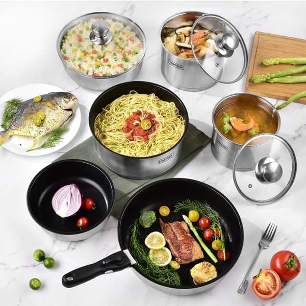 Kitchencook FLEX10 grydesæt i rustfrit stål med 10 dele