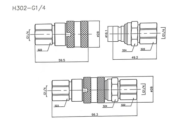 Torrbromsande snabbkoppling BSP 1/4" hylsa