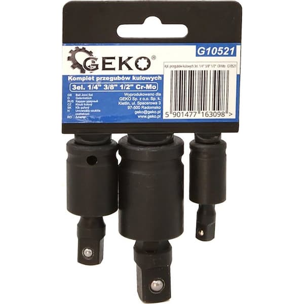 Geko kulleder 1/4 3/8 1/2 CR-Mo set med 3 delar
