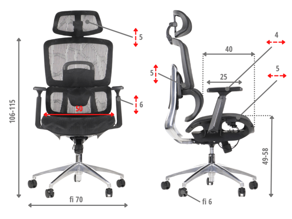 ErgoNew A1-sæde i net
