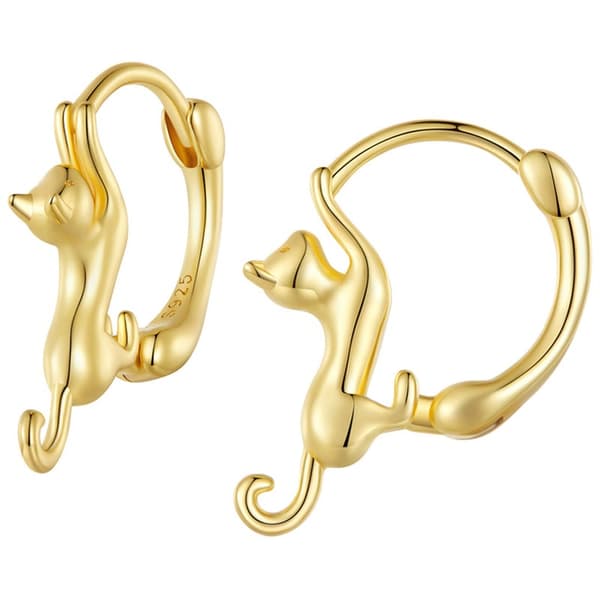 Pendientes de Oro Pendientes de Gato de Plata Plata 925