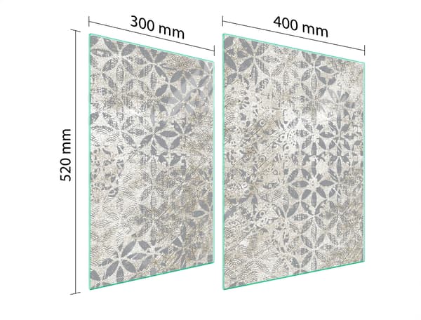 GLASBESKYTTELSESPLADE TIL KOMFUR 70x52 GRÅ